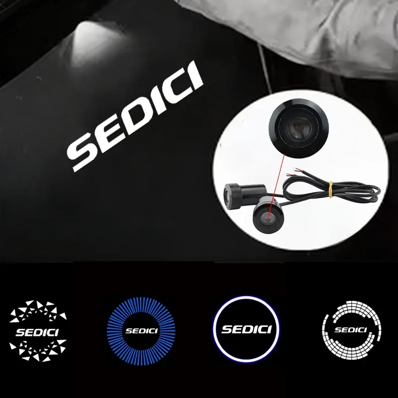 2Pcs For Fiat SEDICI Logo Ultra Bright LED Car Door Ghost Shadow Projector Light Welcome Courtesy Lamp Logo Styling Accessories
