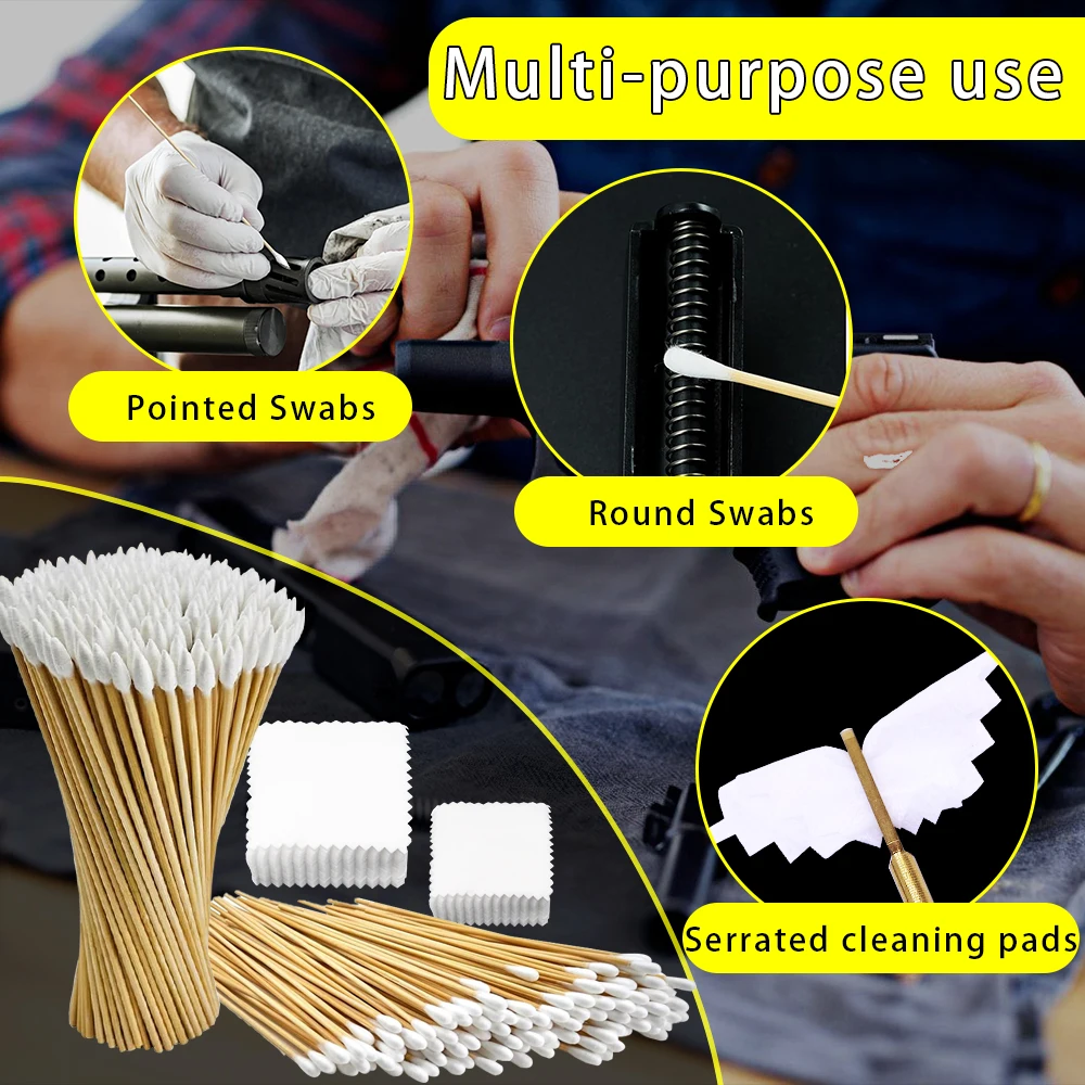 Gun Cleaning Patches Lint Free Gun Bore Chamber Cleaning Set 6 Inch Cotton Pointed Swabs Rifle Pistol Cleaning Supplies view 6