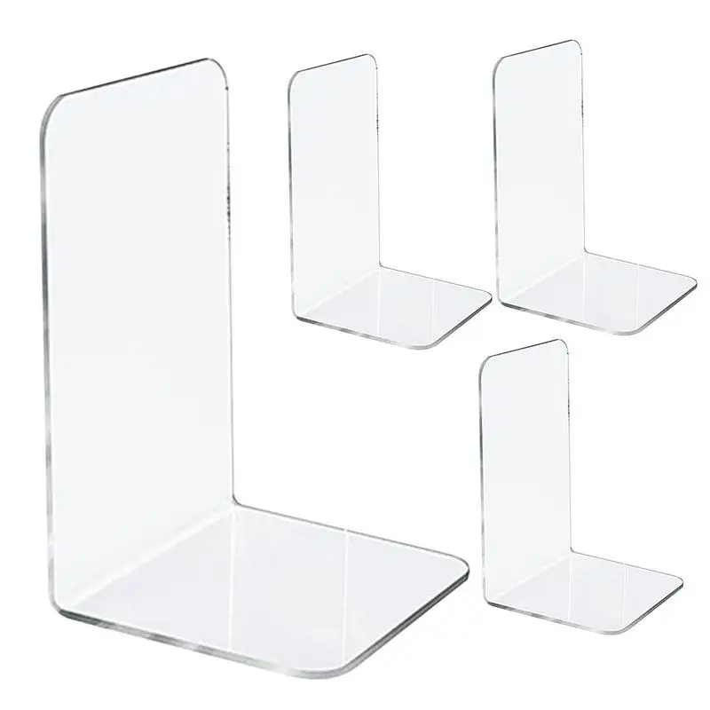 

Transparent Acrylic Bookends Stand Bookshelf Desktop Decorative Storage Rack Bookend Book Holder School Stationery