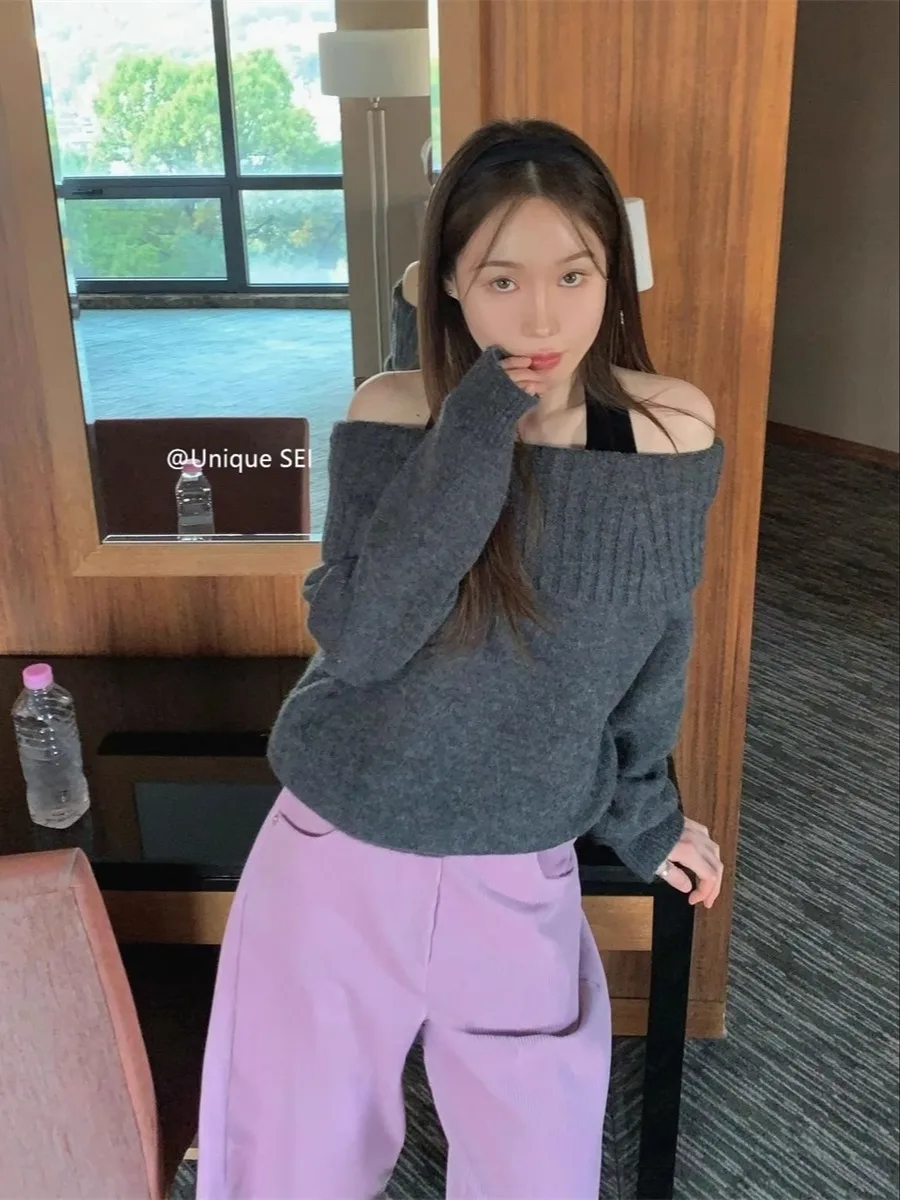 فريد من نوعه SEI Lazy Gentle Pure Desire Aosphere محبوك بكتف واحد ومتعدد الاستخدامات وأناقة قابلة للطي كورية Sle طويلة...