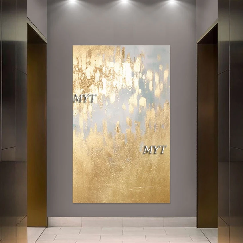 Gold Foil Paintings Frameless Abstract Luxury Living Room Decoration Art Picture Canvas Roll Large Size Wall Hangings Artwork