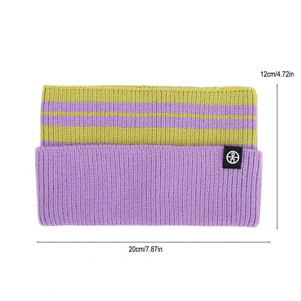 Children Knitted Headband Kids Knitted Headband with Wide Edge Elastic Ear Protection Band Warm Striped Contrast Design Ponytail