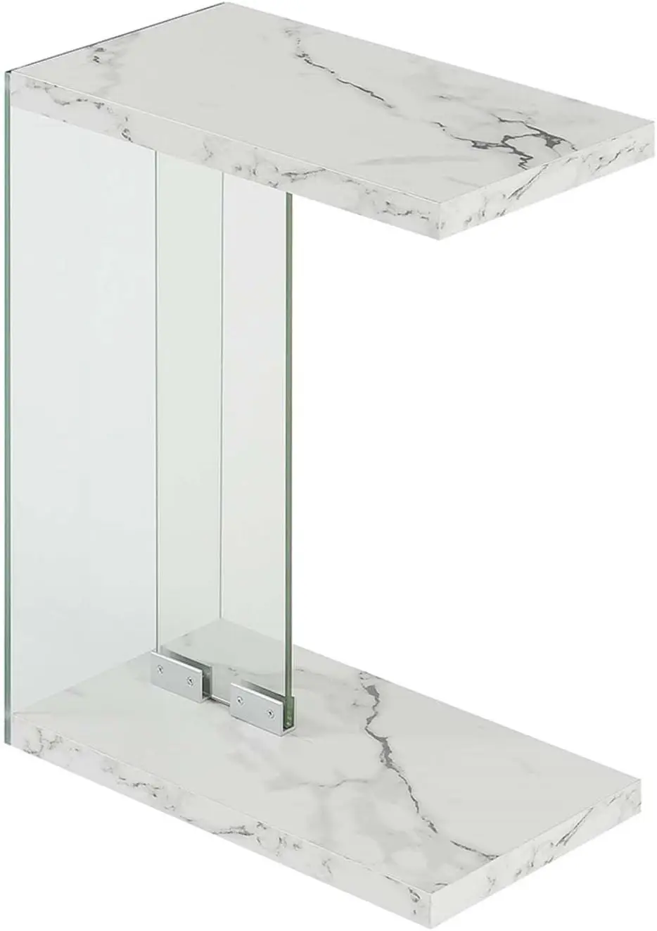 End Table, White Faux Marble