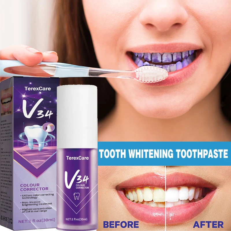 

V34 Toothpaste Pro Teeth Whitening Dental Enamel Intensive Care Yellow Reduce Purple Corrector Dentist Recommende Tooth Whitener