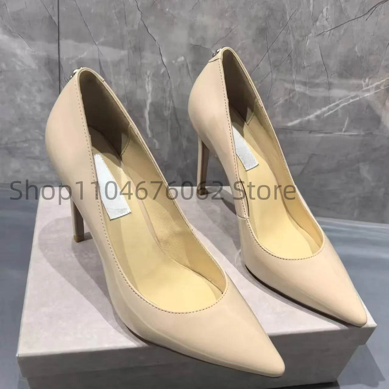 

Classic Design Elegant Simple Pointy Toe Skinny Office Commuter Women Single Shoes Spring 2025 New Women's Nude High Heels
