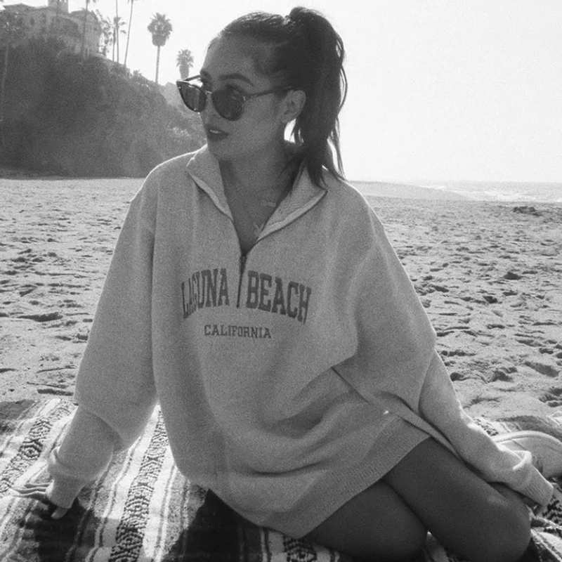 Frühling frauen Pullover Pullover Brief Stickerei Wind Ins Sle Mit Kapuze Zipper Casual Bequeme Lose Fit Lange Sve