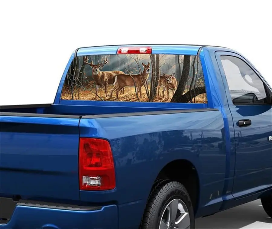 147cm x 46cm Rear Window Sticker - Forest Deer Family Graphic Decal for Jeep Truck SUV