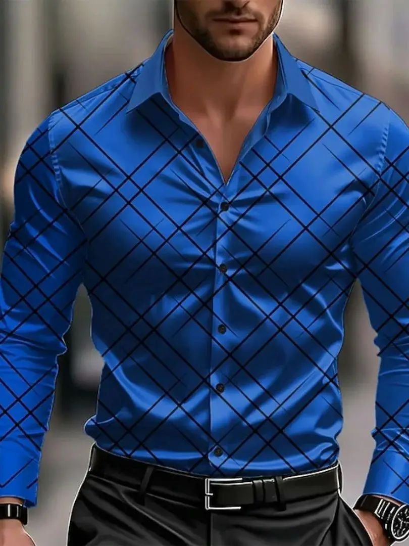 

3D Digital Print Long Sve irt for Men Faion Urban Sle Polyester Fabric Iron-Free Busin Casual Full Print