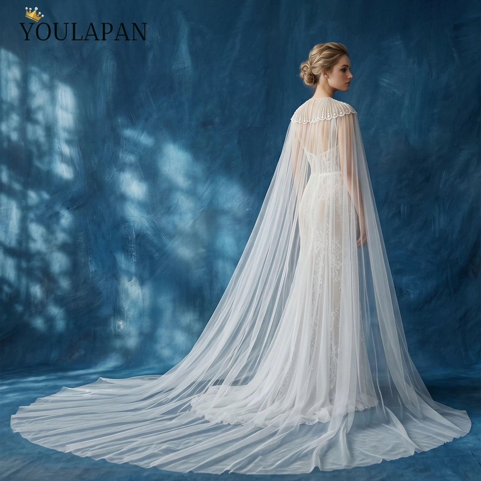 

TOPQUEEN Elegant Capa Noiva Lace Wedding Party Cape Wedding Women'S Tulle Wedding Diy Wedding Shoulder Cape Customizable Vg24