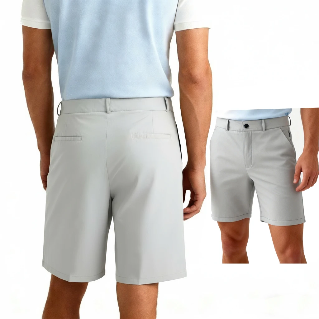 Bermuda Casual Masculina para Golfe de 7 Polegadas, Leve, com Bolso Oculto, Respirável e de Secagem Rápida, Roupas Casuais para o Dia a Dia