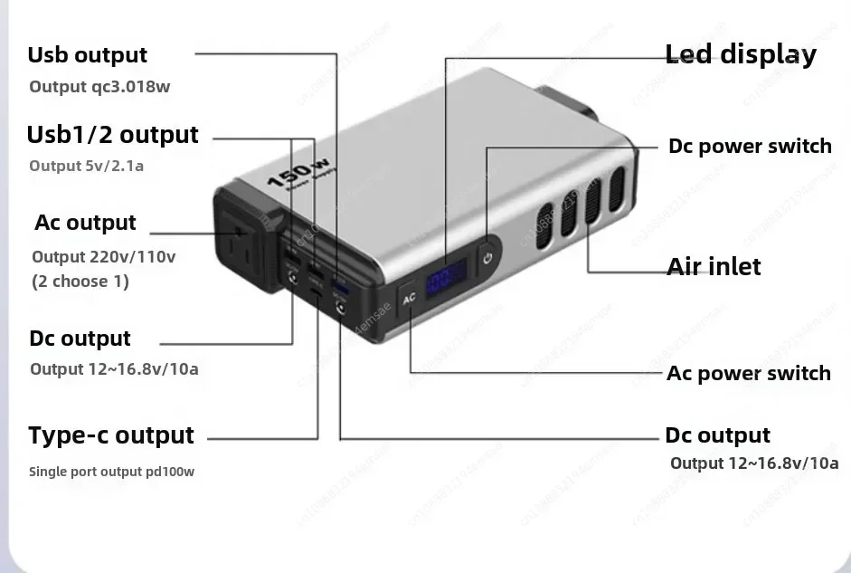 150W-GB new outdoor power supply 220V large-capacity power bank 32000mAh super fast charging mobile power supply