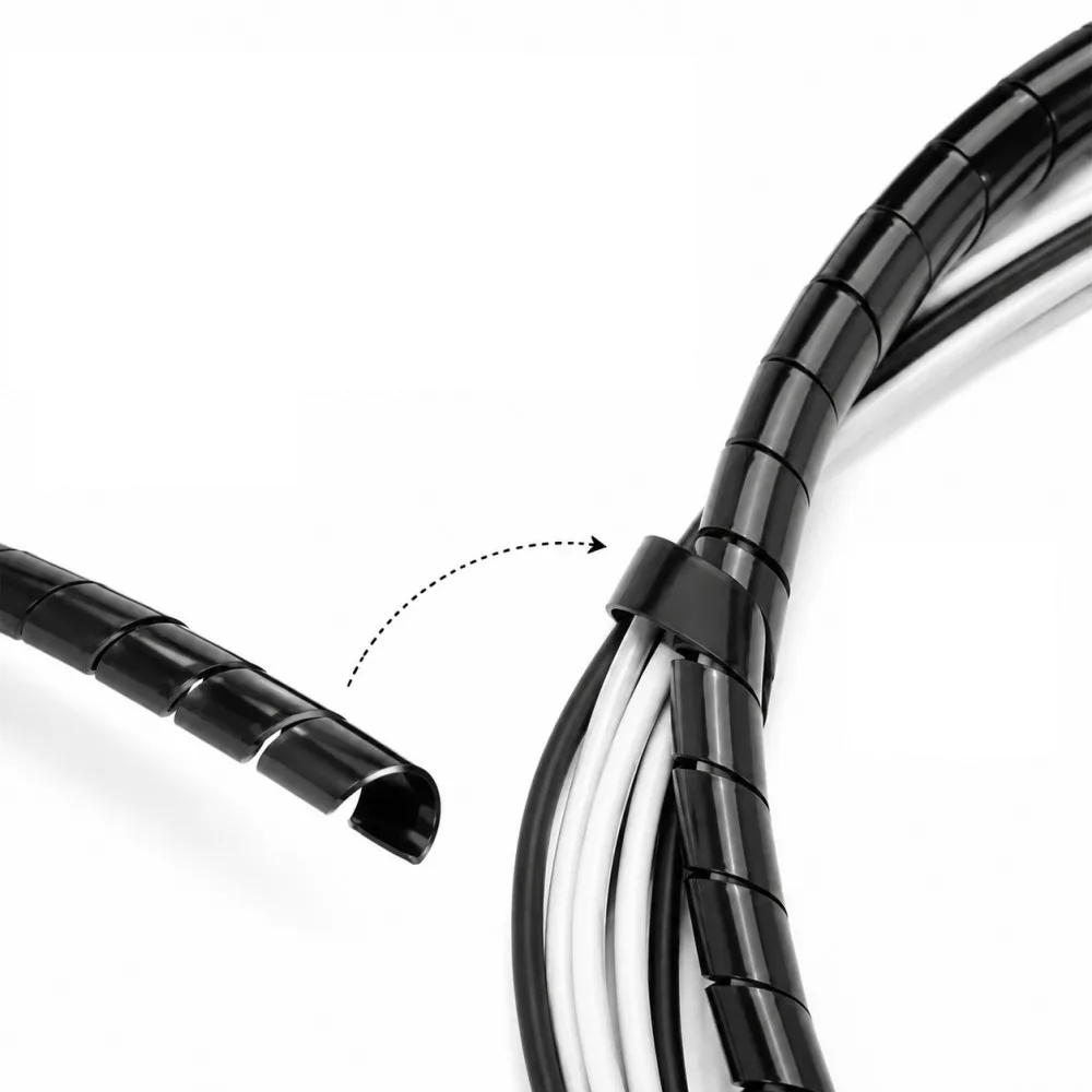 Cable Sleeve Winding Pipe Spiral Wrapping Wire Organizer Sheath Tube Black Plastic Tape Management Protector ID 4-30mm