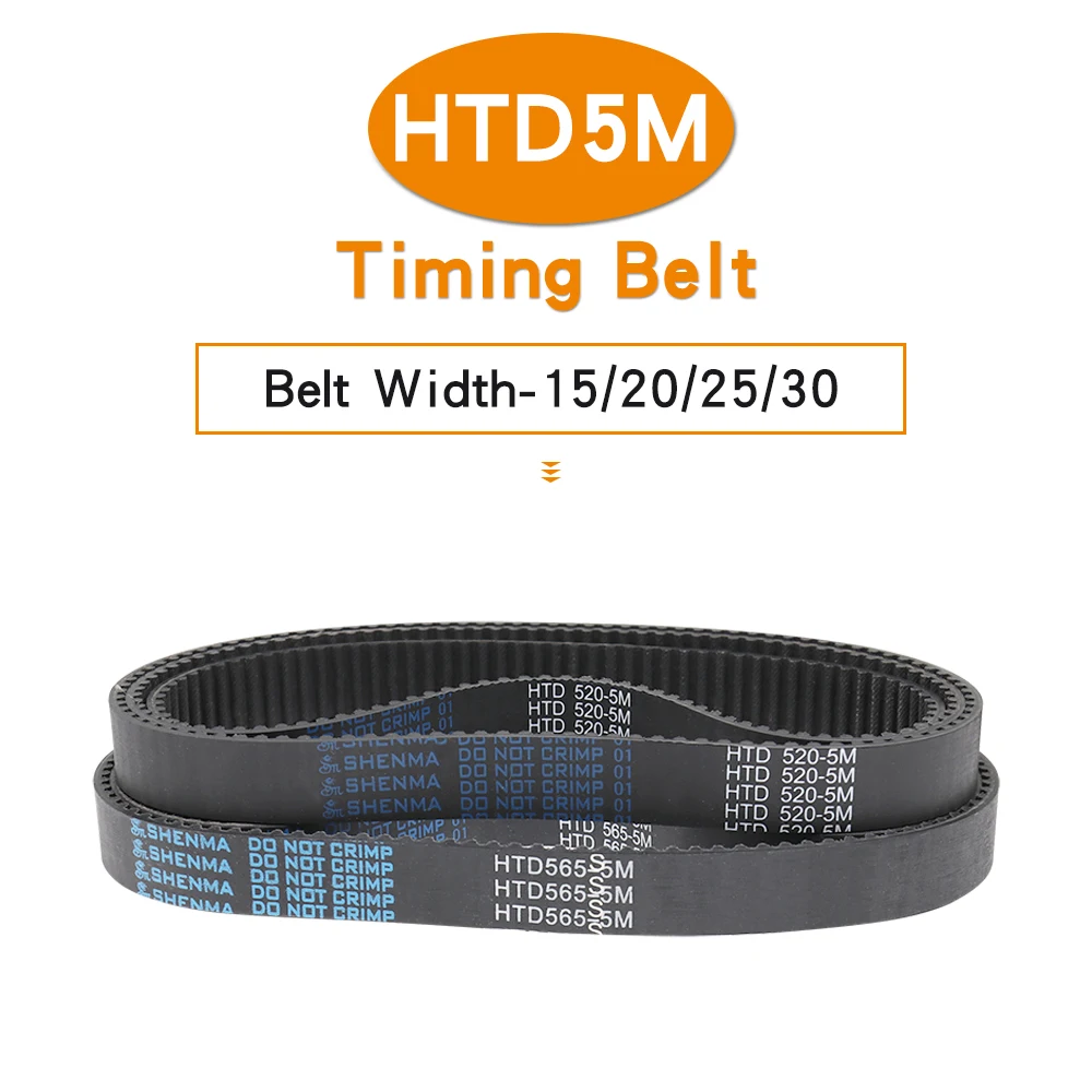 1 Pcs HTD5M Timing Belt Width 15/20/25/30 mm Closed Loop Rubber Belt Perimeter 525/530/535/540/545/550/560/565/570/575 mm