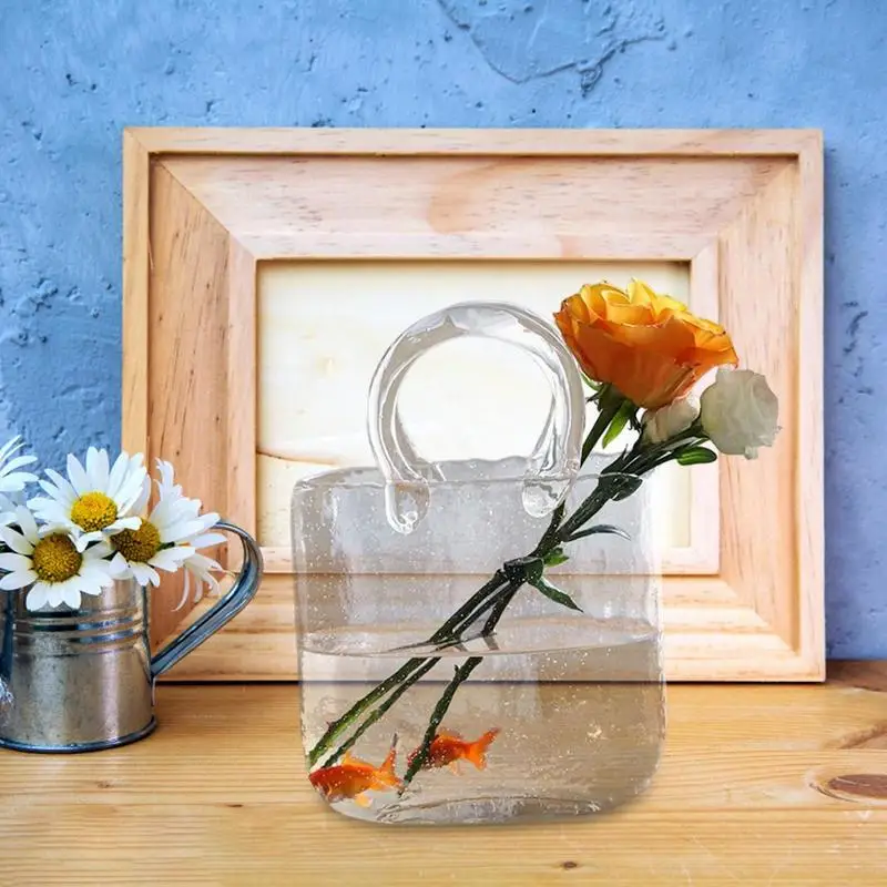 Purse Vase For Flowers Purse Vase With Fish Bowl Handbag Vase Clear Glass Vase For Decor Good For Floral Arrangement Centerpiece