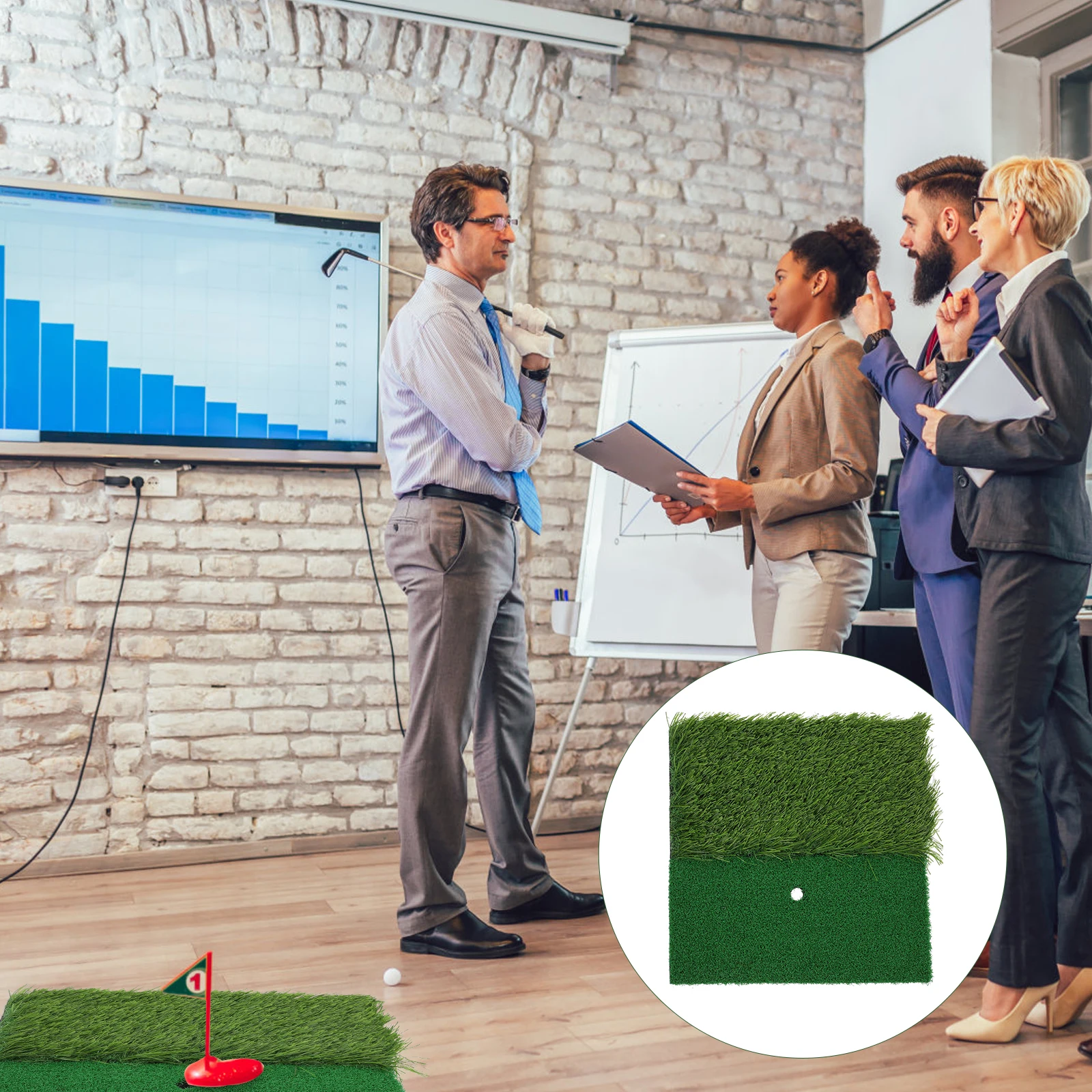 

Golf Practice Pad 10MMPP Grass 35MM Length 8MM Foam Bottom Portable Hitting Mat Simulated Turf For Beginners Professionals
