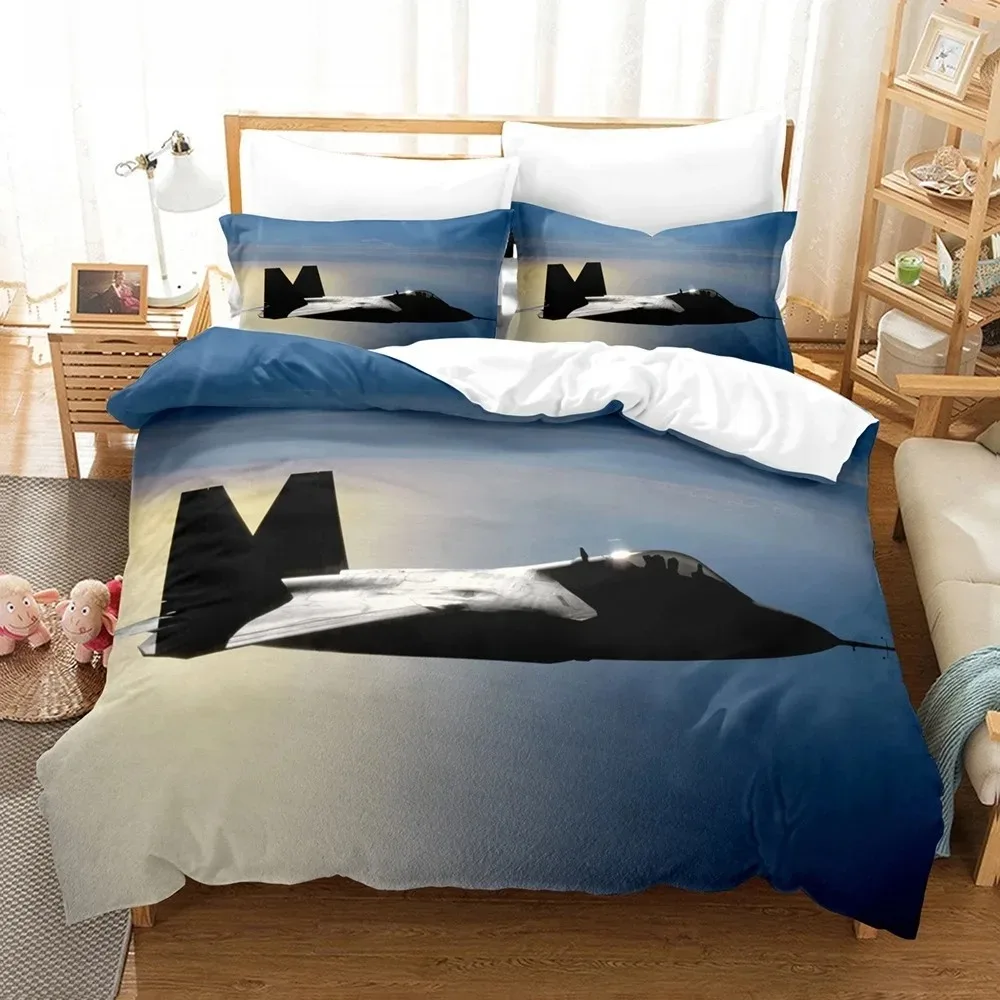 Fighter Fire King Queen Full Duvet Cover Cool Airplane Bedding Set Military Fans Quilt Cover Red Black Polyester Comforter Cover