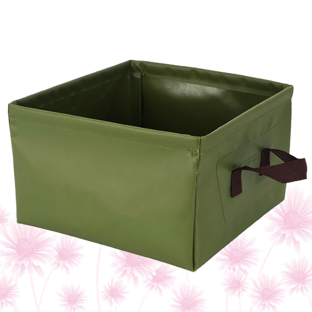 1 pz secchio d'acqua pieghevole portatile secchio da pesca quadrato esterno verde militare campeggio alpinismo contenitore da viaggio