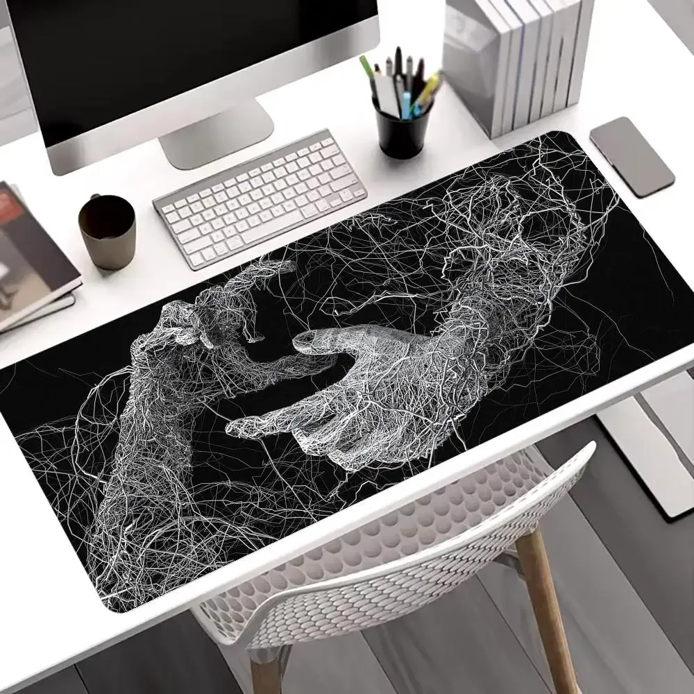 

Art Line Hand Mouse Pad Mousepad XL Large Desk Accessory Aesthetic Gaming Non-slip Seamed Edge Laptop Tablet Mat Mini PC Playmat