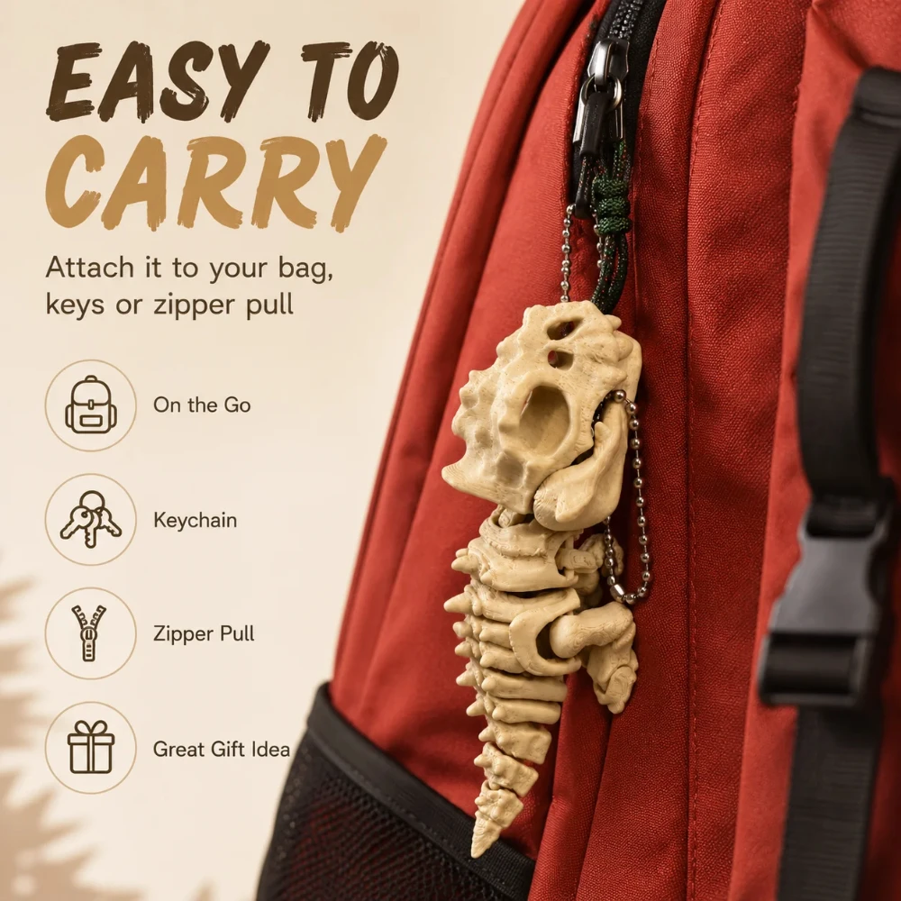 Fun Event Party Favors 3D Printed Tyrannosaurus Rex Skeleton Keychain Articulated Dinosaur Figure Cool Goodie Bag Stuffer Gift