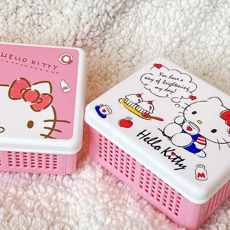 Kawaii Sanrio Hello Kitty Cartoon Desktop Foldable Storage Basket Box Jewelry Stationery Box Girls Creative Peripheral Gifts