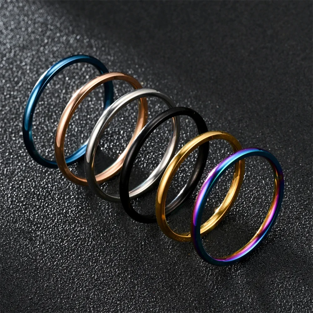 2mm Men and Women Titanium Steel Ring for Elegant USA Size 5-13