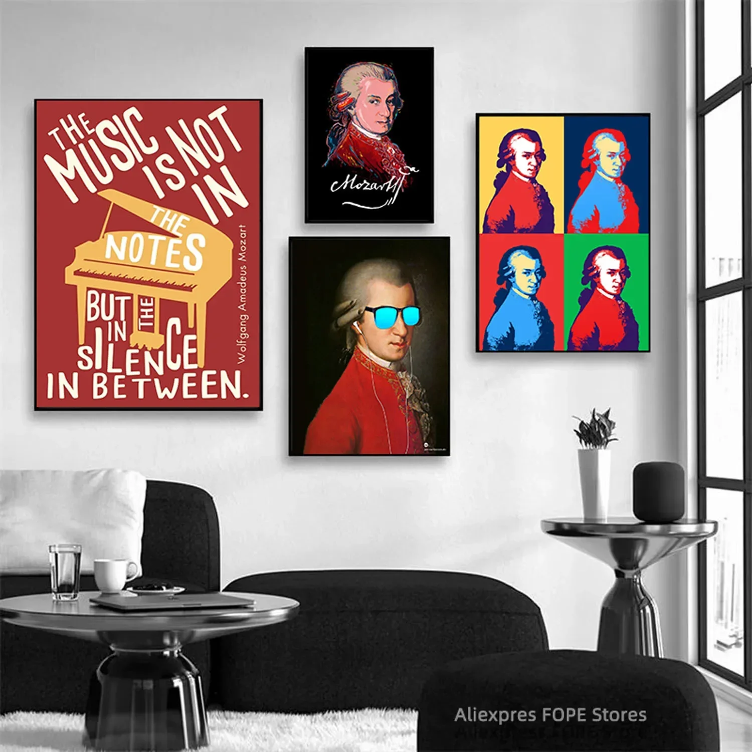 Wolfgang Amadeus Mozart,Mozart Quote Piano Music,Composer, pianist, Celebrity Wall Art Canvas Posters and Prints Canvases Paint