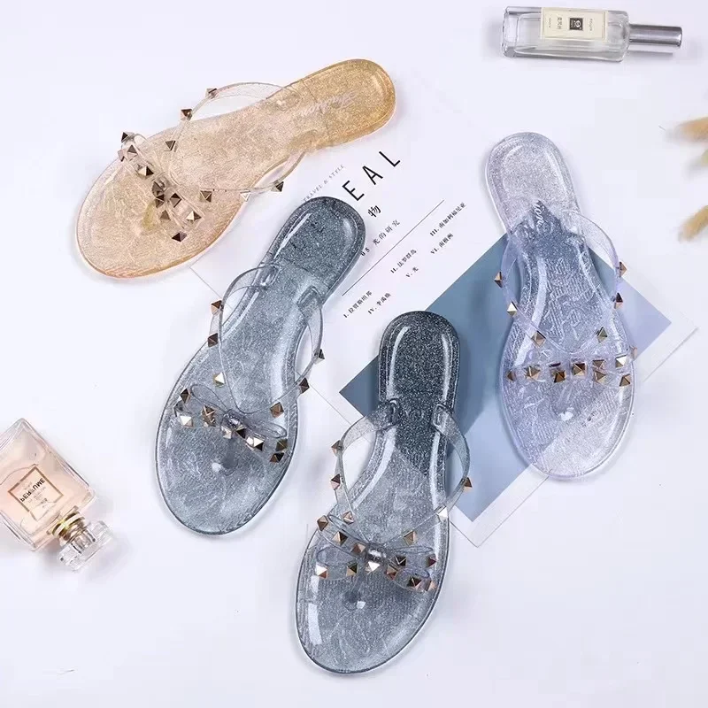 2024 Summer Flip Flops Women Slide Sandals Crystal Bling Beach Slippers Casual Shoes For Women Light Wedges Platform Slippers