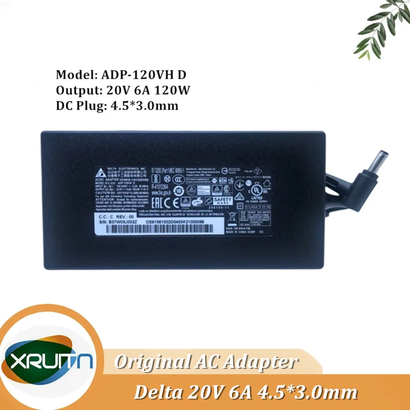 

Genuine DELTA ADP-120VH D 120W 20V 6A 4.5x3.0mm Charger Laptop Adapter For MSI GF63 Thin Series MS-16R5 Power Supply A17-120P2A