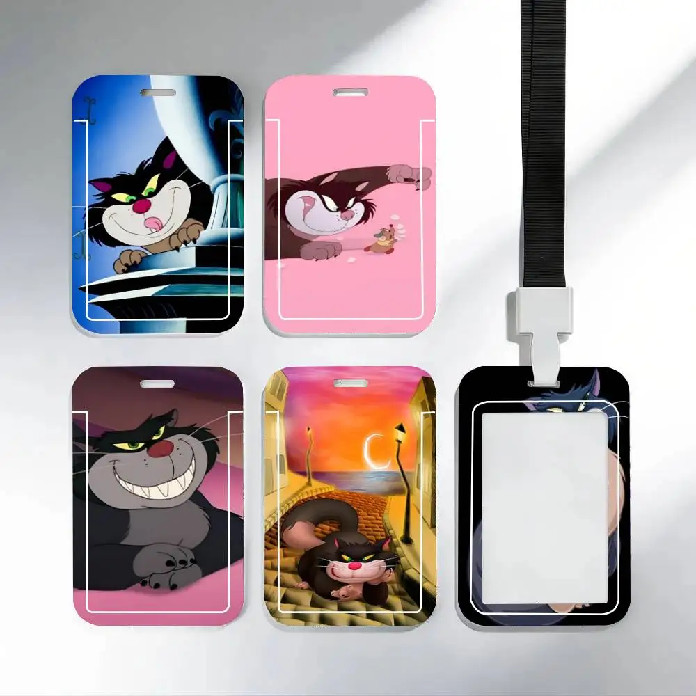 L-Lucifer Cinderella ID Card Holder Neck Strap Pendant Door Badge Holder Lanyards Keychain Work Credential