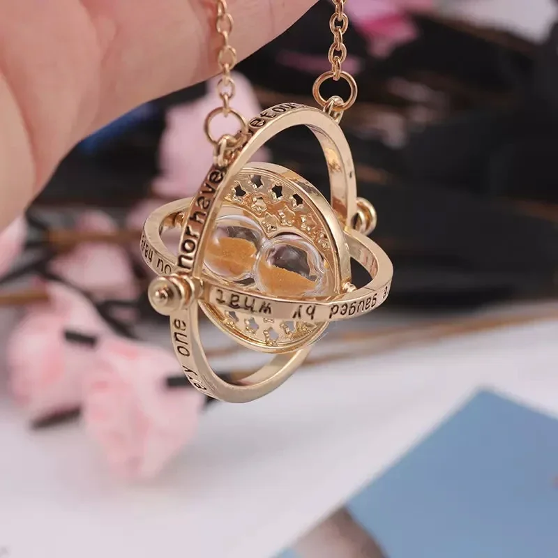 Harry Golden Snitch Time Timer Hourglass Necklace 360 Spins Potter Cosplay Magic Prop Astronomy Time Converter Pendant Gift view 4