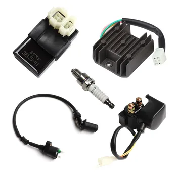 Racing GY6 Ignition Coil Voltage Regulator Rectifier Solenoid Relay 6 Pin AC CDI Spark Plug Kit For 50cc 125cc 150cc ATV Quad