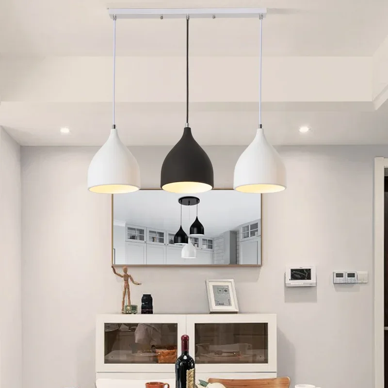 Lámpara colgante moderna para restaurante, luz Led para decoración de sala de estar, dormitorio, mesita de noche, Bar, cocina pequeña, estudio, blanco y negro