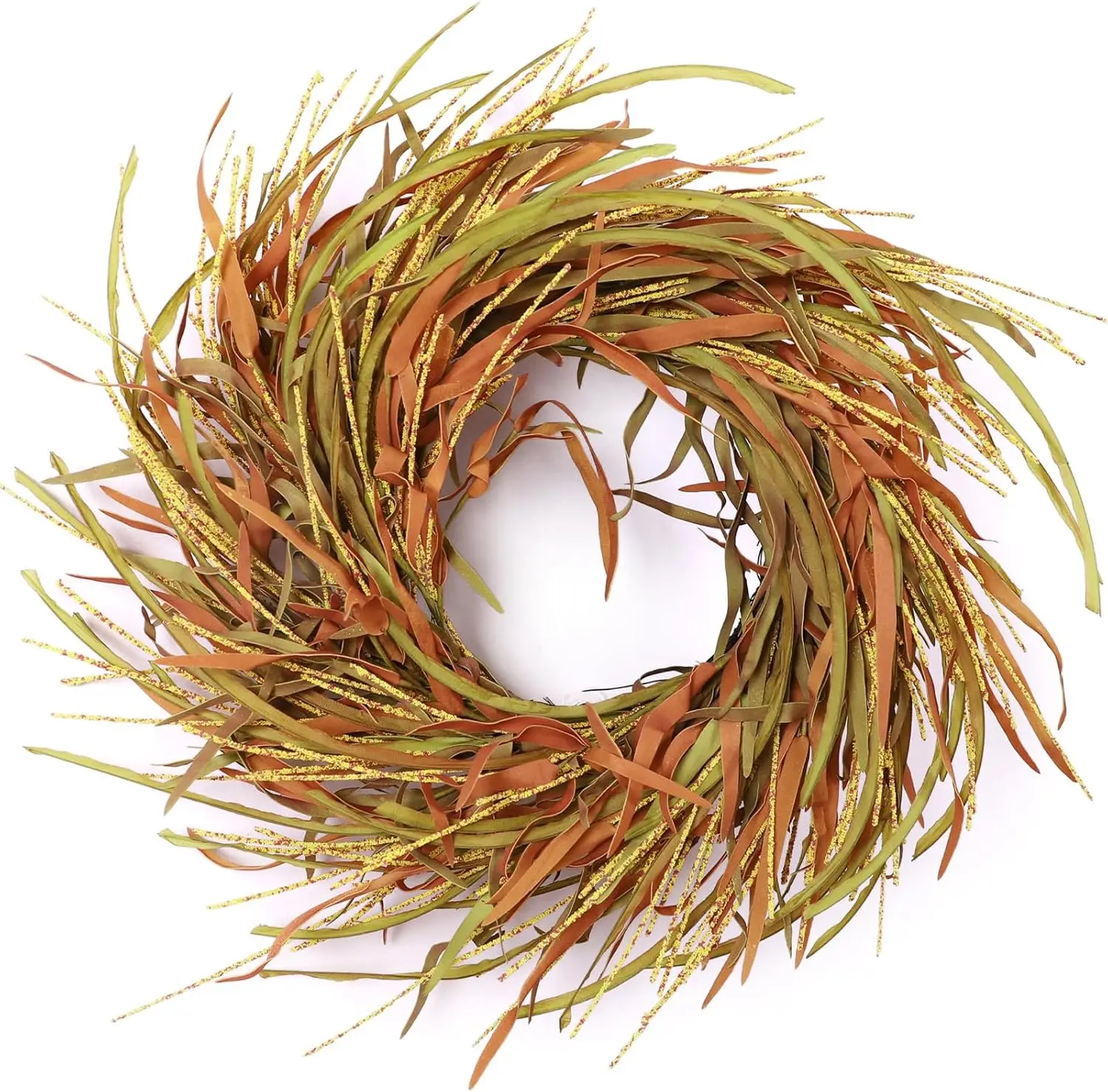 

24-дюймовый осенний венок для входной двери с листьями пшеницы, большой осенний декор для дома в фермерском доме и Хэллоуина, Рождества, Дня благодарения