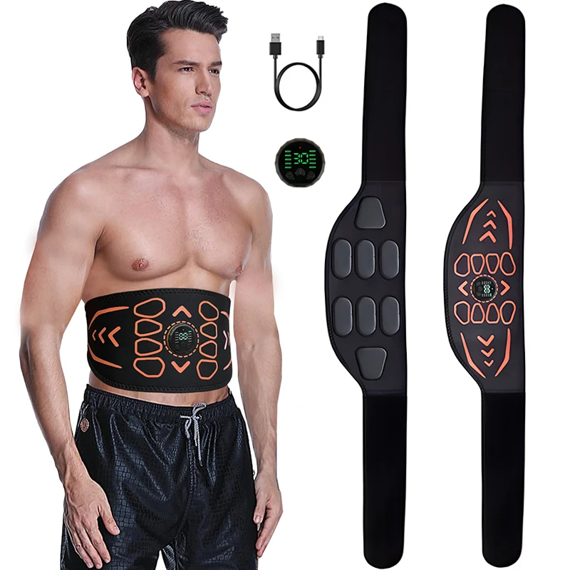 120cm Smart Abdominal Toning Belt EMS Muscle Stimulator Muscle Toner Body Massager USB Charge Home Fitness Massage