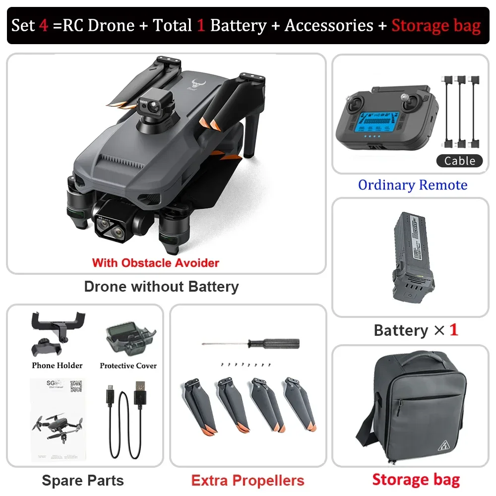 New ZLL SG909 Brushless Drone 3-Axis Gimbal Professional Camera With Touch Screen Obstacle Avoidance EIS Electronic RC Dron Toy