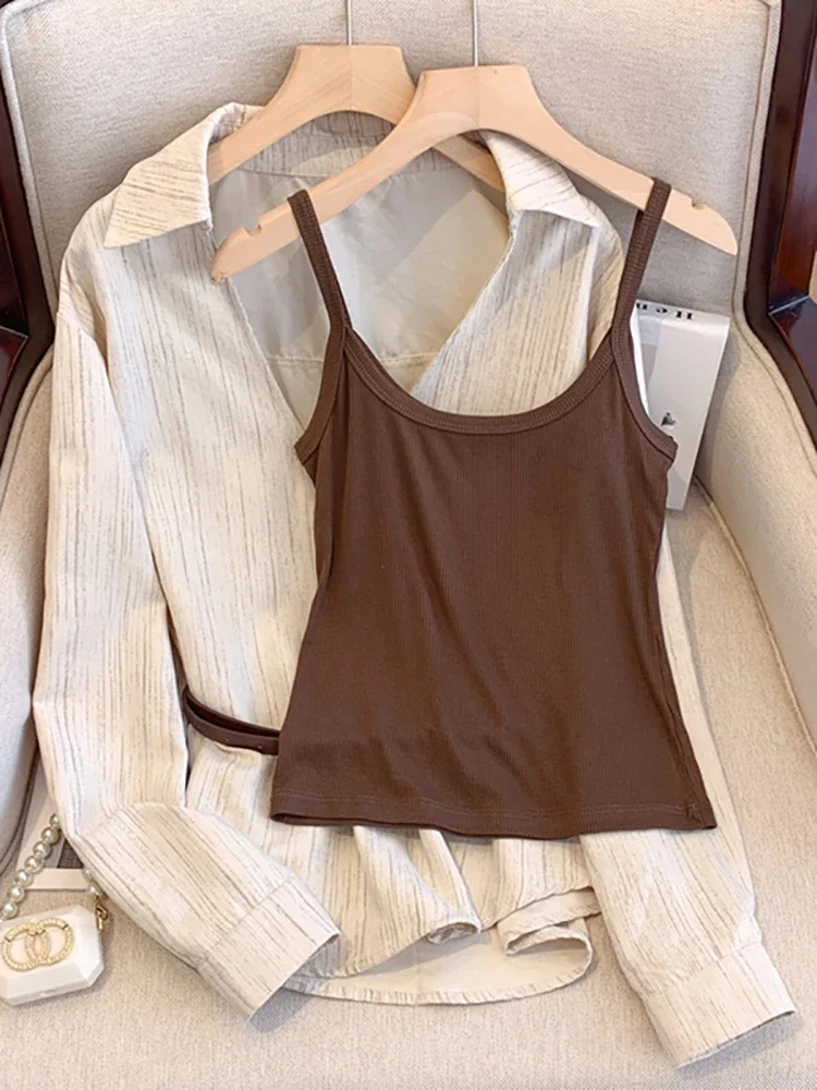 Moda Eleganckie Bluzki Wiosna I Jesień Leniwy Styl Dwuczęściowy Zestaw Koszule z Paskiem Regularne Topy Biurowe 2025 Odzież Damska