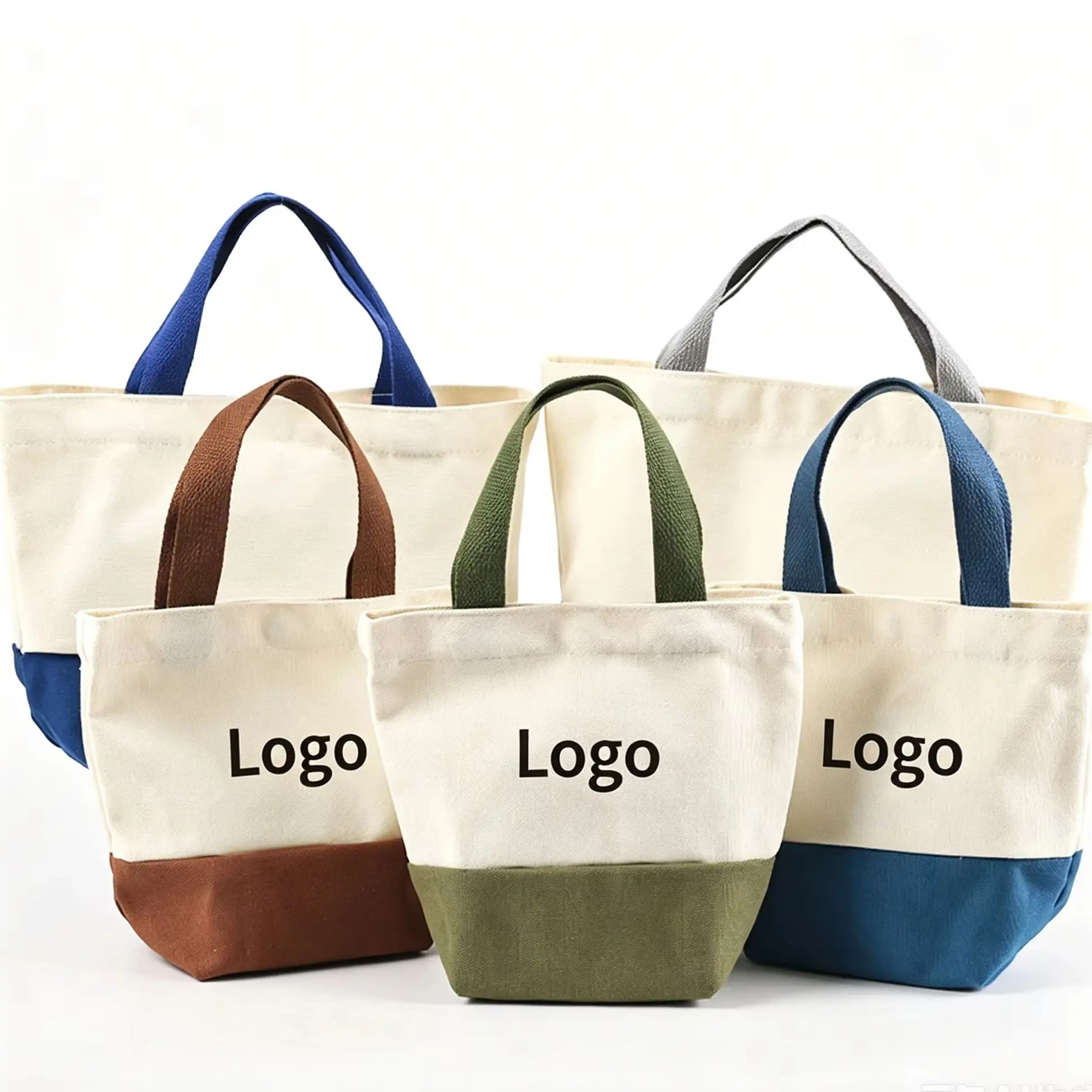 

DIY Customizable Canvas Tote Bag Cute Cartoon Solid Color Handheld Sail Bag with Snap Button Casual Mini Handbag for Daily Use