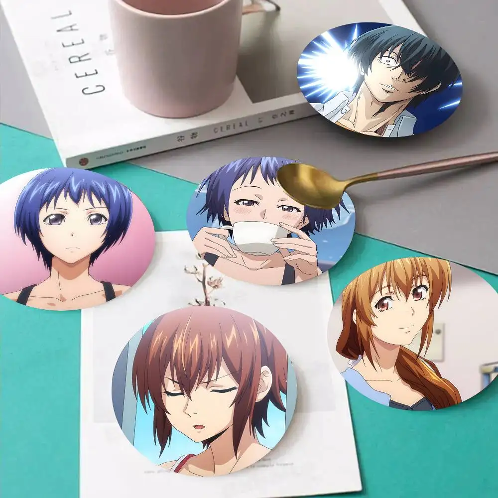 1pc GRAND BLUE Wooden Coaster Colour Printing Cup Mat Home Desk Decoration Gifts