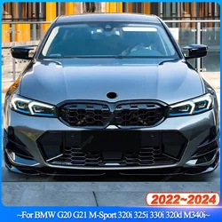 For BMW G20 G21 M-Sport 318i 320i 330i M340i 2022-2024+ LCI Front Bumper Splitter Lip Spoiler Diffuser & Canards Trim Sticker