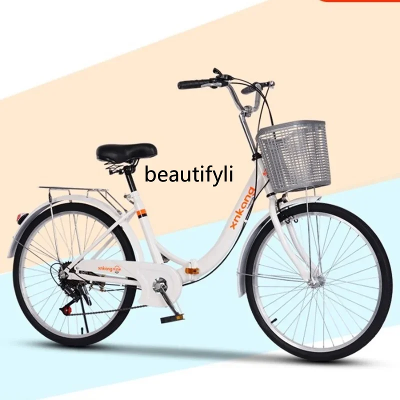 

zq Men's and Women's 26 Installation-Free Folding Bicycle Adult Solid Tire Commuter Work Bicycle