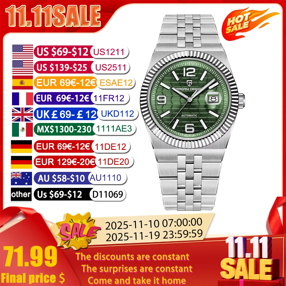 

2025PAGANI DESIGN top fashion brand Business mechanical Men's automatic Watch luxury sapphire mirror MIYOTA8215 Men's Watch10bar