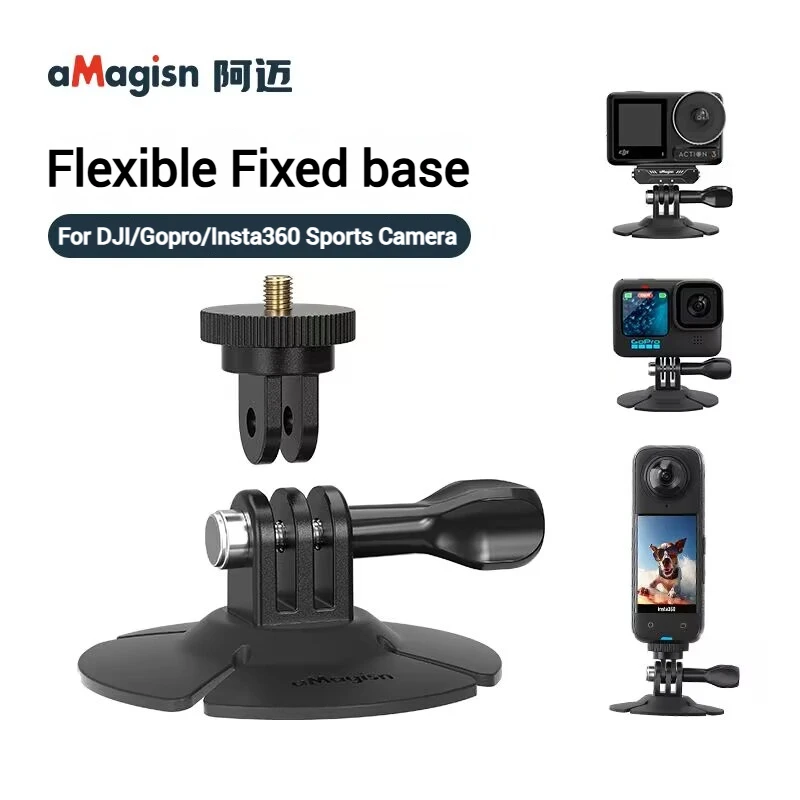 aMagisn Action Camera Flexible Adaptive Fixed Base for Insta360 X5 X4 X3 GO 3 Gopro Hero 13 12 DJI Osmo Action 5 PRO 4 3 2