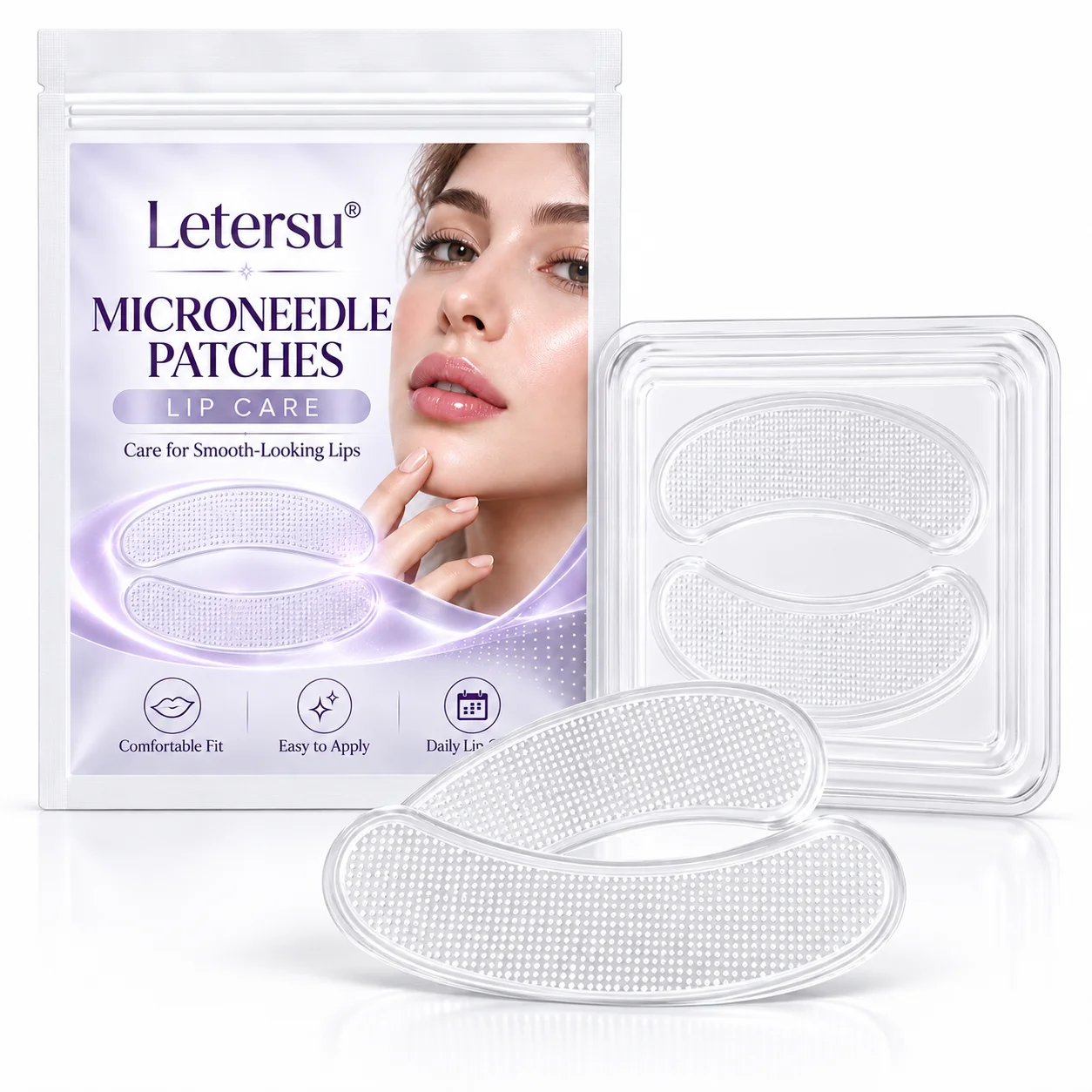Microneedle Lip Patches, Micro Point Lip Care Patches, Comfortable Fit, Easy Apply, Daily Lip Care for Smooth-Looking Lips