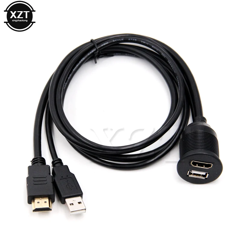 Flush Mount HD USB2.0 Male to Female USB A-type High Definition Interface AUX Cable Car Motorcycle Installation Dashboard Dash image 3