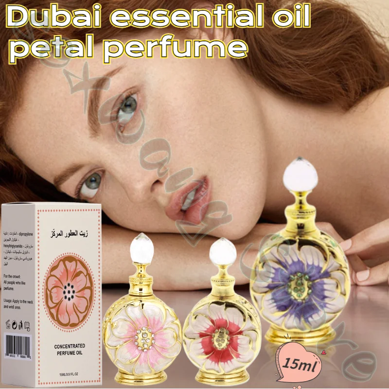 Dubai minyak esensial parfum gaya Arab, aroma tahan lama menyegarkan daun bunga pria dan wanita deodoran tubuh