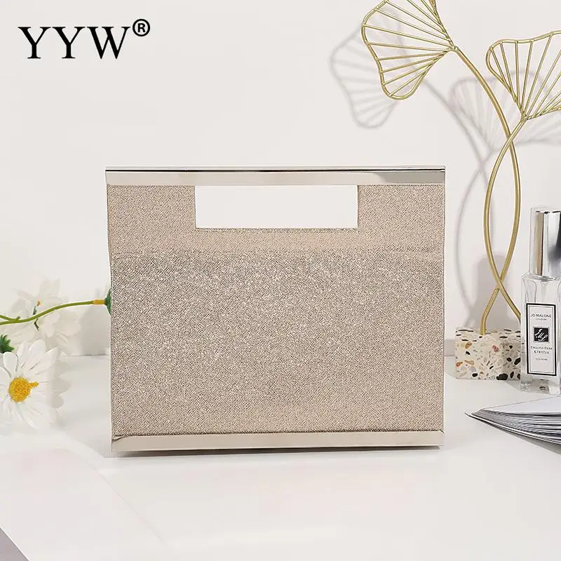 Luxury Designer Champagne Sparkle Handbag Elegant Women Crystal Shiny Evening Bag Dinner Party Bling Clutch Purse Shoulder Bag