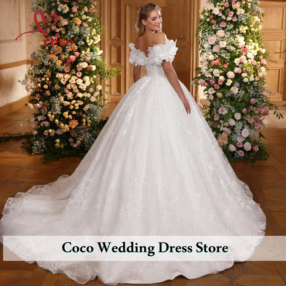 Бальное платье с открытыми плечами по индивидуальному заказу, кружевные свадебные платья длиной до пола, свадебные платья со шлейфом часовни, Vestidos De Noiva