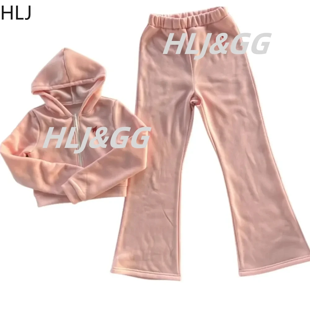 HLJ Spring New Printing Hooded Tracksuits Women Zipper Long Sleeve Slim Top And Jogger Pants Two Piece Sets Casual 2pcs Clothing