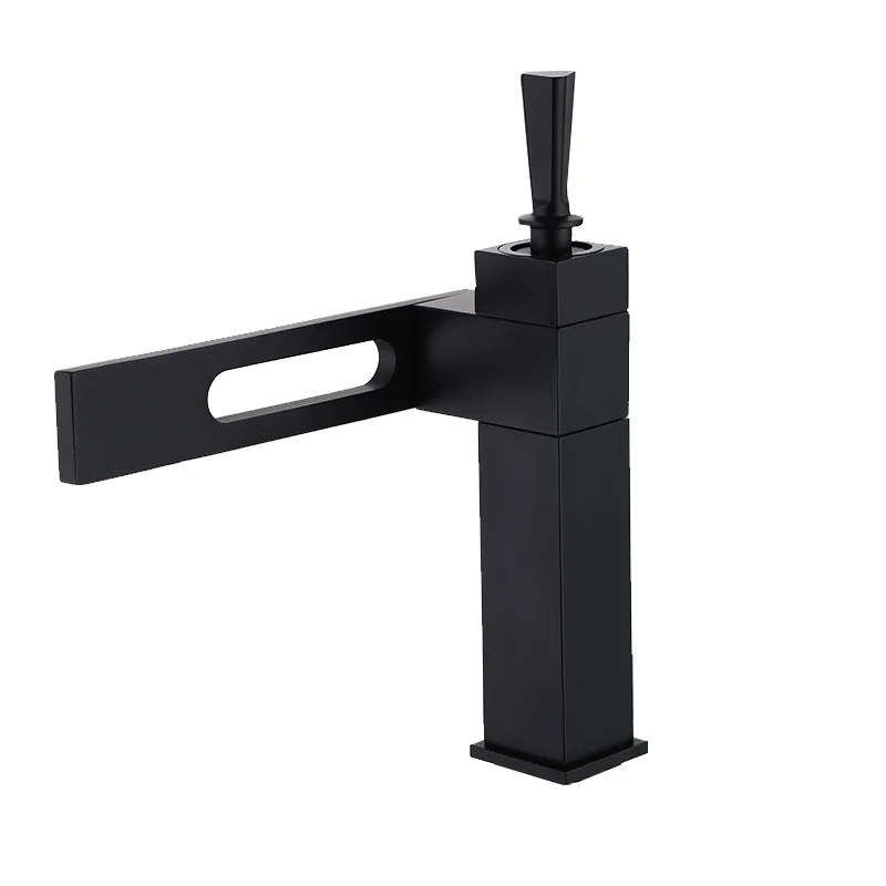 

Black Faucet Bathroom Hot and Cold Sink Mixer Tap Single Hole Single Handle Deck Mounted Adjustable Faucets