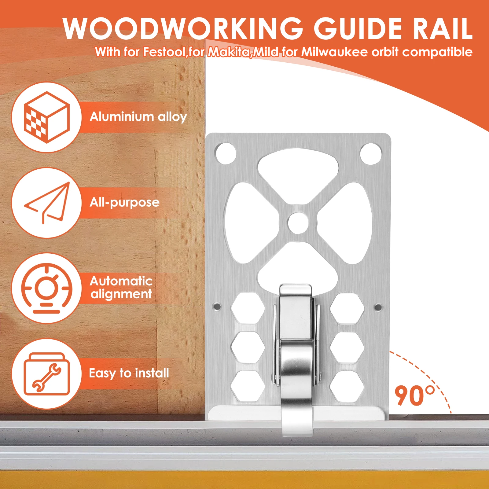 Track Saw Square 10.24 Inches Aluminum Alloy Track Saw Guide Rail Square 90° Right Angle Track Saw Square Guide with Most Rails